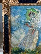 Load image into Gallery viewer, Dollhouse Miniature ~ Artist Josephine Meyer Woman with a Parasol, Facing Left, 1886 Monet Painting Reproduction