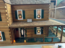 Load image into Gallery viewer, Dollhouse Miniature - Ponderosa Log Cabin Christmas Dollhouse Electrified With Working Train