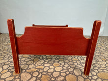 Load image into Gallery viewer, Dollhouse Miniature ~ Vintage Artisan Bearly Big Enough 2004 Handmade Red Bed Frame