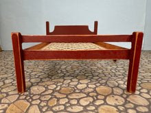 Load image into Gallery viewer, Dollhouse Miniature ~ Vintage Artisan Bearly Big Enough 2004 Handmade Red Bed Frame