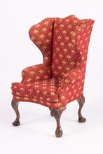 Load image into Gallery viewer, Dollhouse Miniature ~ Pair of Upholstered Wing Back Chairs by Nancy Summers - Lee Lefkowitz Collection