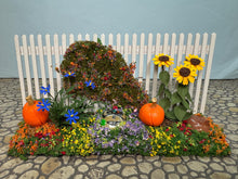 Load image into Gallery viewer, Dollhouse Miniature ~ Artisan Judy Travis Handmade Decorated Halloween / Fall Flowers & Pumpkin Fence