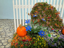 Load image into Gallery viewer, Dollhouse Miniature ~ Artisan Judy Travis Handmade Decorated Halloween / Fall Flowers & Pumpkin Fence
