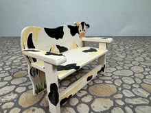 Load image into Gallery viewer, Dollhouse Miniature ~  Vintage 1991 IGMA Artisan Karen Markland Handmade Hand Painted Cow Bench