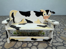 Load image into Gallery viewer, Dollhouse Miniature ~  Vintage 1991 IGMA Artisan Karen Markland Handmade Hand Painted Cow Bench