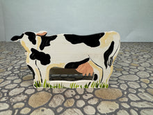Load image into Gallery viewer, Dollhouse Miniature ~  Vintage 1991 IGMA Artisan Karen Markland Handmade Hand Painted Cow Bench