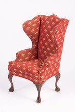 Load image into Gallery viewer, Dollhouse Miniature ~ Pair of Upholstered Wing Back Chairs by Nancy Summers - Lee Lefkowitz Collection