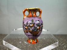 Load image into Gallery viewer, Dollhouse Miniature ~ Artisan Handmade Hand Painted Porcelain Purple Fruit Tree Flower Vase Signed