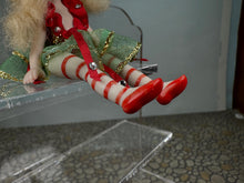 Load image into Gallery viewer, Dollhouse Miniature ~ Vintage Artisan Handmade Handpainted Porcelain Christmas Girl Doll Blonde Hair