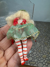 Load image into Gallery viewer, Dollhouse Miniature ~ Vintage Artisan Handmade Handpainted Porcelain Christmas Girl Doll Blonde Hair