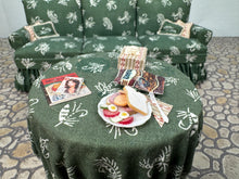 Load image into Gallery viewer, Dollhouse Miniature ~ Artisan Signed Handmade 2 Piece Green Living Room Couch & Table Furniture Set