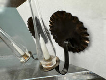 Load image into Gallery viewer, Dollhouse Miniature ~ Vintage Artisan Studio B Handmade Pair Of Tin Wall Candlestick Holders With Glass Covers