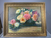 Load image into Gallery viewer, Dollhouse Miniature ~ Vintage Artist Mincer "Roses In A Bowl" Henri Fantin-Latour Reproduction Painting
