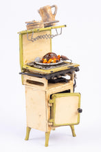 Load image into Gallery viewer, Dollhouse Miniatures ~ Aged Dirty English Stove Range with Mouse (Halloween) Metro Speedway Gas Cooker - Ursula Sauerberg Estate