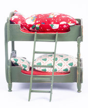 Load image into Gallery viewer, Dollhouse Miniature ~ Handmade Elf Bunk Bed Christmas Themed in Red - Ursula Sauerberg Estate