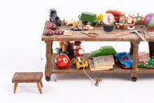 Load image into Gallery viewer, Dollhouse Miniature ~ Christmas Decorated Toy Making Table For Elves Filled! - Ursula Sauerberg Estate