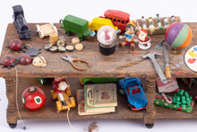 Load image into Gallery viewer, Dollhouse Miniature ~ Christmas Decorated Toy Making Table For Elves Filled! - Ursula Sauerberg Estate