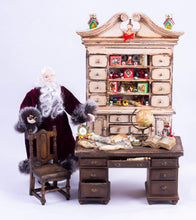 Load image into Gallery viewer, Dollhouse Miniature ~ Decorated Father Christmas Desk & Large Bookshelf