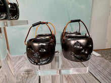 Load image into Gallery viewer, Dollhouse Miniature ~ Vintage Artisan Alex Meiklejohn Handmade Halloween Trick Or Treat Porcelain Jack-o-lantern Basket With Copper Handle