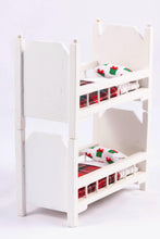 Load image into Gallery viewer, Dollhouse Miniature ~ Christmas Elf Bunk Bed - Dressed with Plaid Bedding & Present Pillows