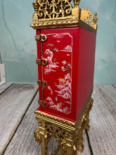Load image into Gallery viewer, Dollhouse Miniature ~ Vintage Bespaq Hand Painted Red & Gold Asian Elegant Storage Cabinet With Drawers