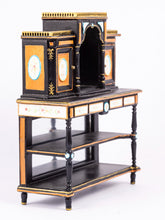 Load image into Gallery viewer, Dollhouse Miniature ~ Beautiful Replica Hand Painted French, Louis XVI Ebony & Sevres Cabinet with Writing Desk - Ursula Sauerberg's Estate