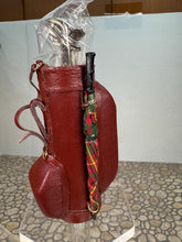 Load image into Gallery viewer, Dollhouse Miniature ~ Vintage Leather Golf Bag & Metal Clubs Set With Umbrella
