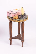 Load image into Gallery viewer, Dollhouse Miniatures ~ Halloween Patricia Paul Skeleton Man On chair with Table - Ursula Sauerberg Estate