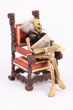 Load image into Gallery viewer, Dollhouse Miniatures ~ Halloween Patricia Paul Skeleton Man On chair with Table - Ursula Sauerberg Estate