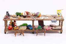 Load image into Gallery viewer, Dollhouse Miniature ~ Christmas Decorated Toy Making Table For Elves Filled! - Ursula Sauerberg Estate