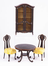 Load image into Gallery viewer, Dollhouse Miniature ~ Hand Painted Rooster Cabinet with Matching Table & Chairs