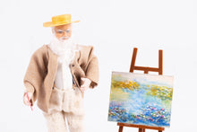 Load image into Gallery viewer, Dollhouse Miniature ~ Claude Monet Doll by Fern Vasi with Josephine Meyer Waterlilies Painting