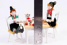 Load image into Gallery viewer, Dollhouse Miniature ~ Two Christmas Elves with Table & Gingerbread Making - Fern Vasi Handmade Dolls