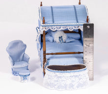 Load image into Gallery viewer, Dollhouse Miniature ~ 4 Piece Blue Canopy Bedroom Suite - Joyce Slimmons