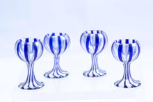 Load image into Gallery viewer, Dollhouse Miniature ~ Blue Striped Glasses Set of 4 - Vintage German Doll Scale
