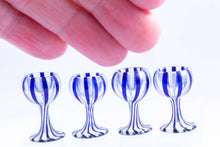 Load image into Gallery viewer, Dollhouse Miniature ~ Blue Striped Glasses Set of 4 - Vintage German Doll Scale