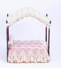 Load image into Gallery viewer, Dollhouse Miniature ~ Dressed Canopy Bed with Silk Bedding & Matching Slip Chair - Lee Lefkowitz Estate