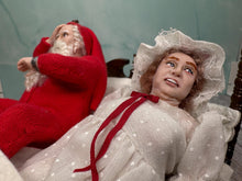 Load image into Gallery viewer, Artisan Twin Minis Handmade Hand Sculpted Santa & Mrs. Claus Dolls in Bed Christmas