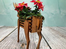 Load image into Gallery viewer, Artisan Wilhelmina Handmade Wooden Raindeer Poinsetta Planter