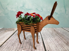 Load image into Gallery viewer, Artisan Wilhelmina Handmade Wooden Raindeer Poinsetta Planter