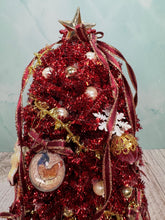 Load image into Gallery viewer, Artisan Hand Decorated Red Christmas Tree With Ornaments & Gold Star