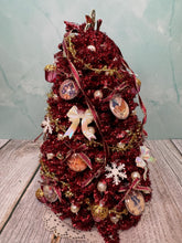 Load image into Gallery viewer, Artisan Hand Decorated Red Christmas Tree With Ornaments & Gold Star