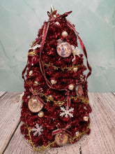 Load image into Gallery viewer, Artisan Hand Decorated Red Christmas Tree With Ornaments & Gold Star