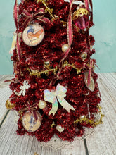 Load image into Gallery viewer, Artisan Hand Decorated Red Christmas Tree With Ornaments & Gold Star