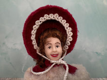 Load image into Gallery viewer, Dollhouse Miniature ~ Artisan Handmade Porcelain Woman Doll In Red Winter Jacket Outfit