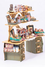 Load image into Gallery viewer, Dollhouse Miniature ~ Decorated Large Fancy Shop Display Boxed Cookies & Cakes with Coffee, Teas and More