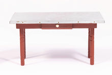 Load image into Gallery viewer, Dollhouse Miniature ~ 4 Painted Rustic Red Ladder Back Rush Chairs & Table by Palmer E. Daugherty