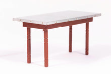 Load image into Gallery viewer, Dollhouse Miniature ~ 4 Painted Rustic Red Ladder Back Rush Chairs & Table by Palmer E. Daugherty