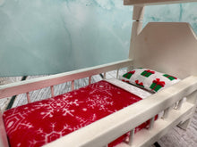 Load image into Gallery viewer, Dollhouse Miniature  ~ Artisan Hand Ulpholstered Christmas Kids Bunkbed