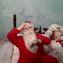 Load image into Gallery viewer, Artisan Twin Minis Handmade Hand Sculpted Santa & Mrs. Claus Dolls in Bed Christmas